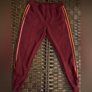 Retro Burgundy Striped Joggers
